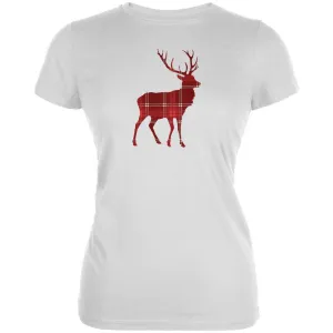 Simple Deer Buck Plaid Cute Juniors Soft T Shirt