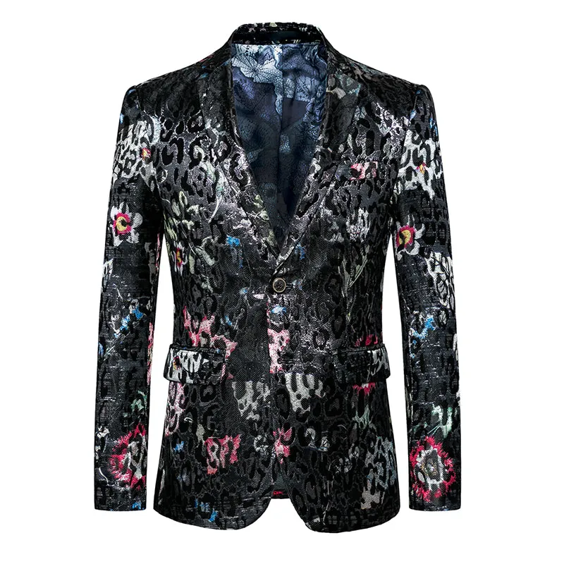 Snow Leopard Pattern Fancy Men Slim Fit Blazer