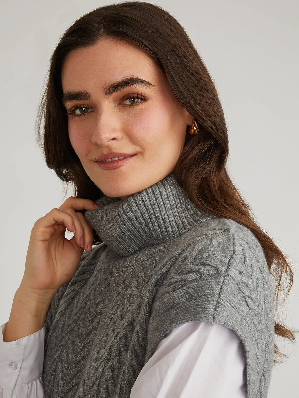 Sofia: Mixed Media Layered Turtleneck Sweater