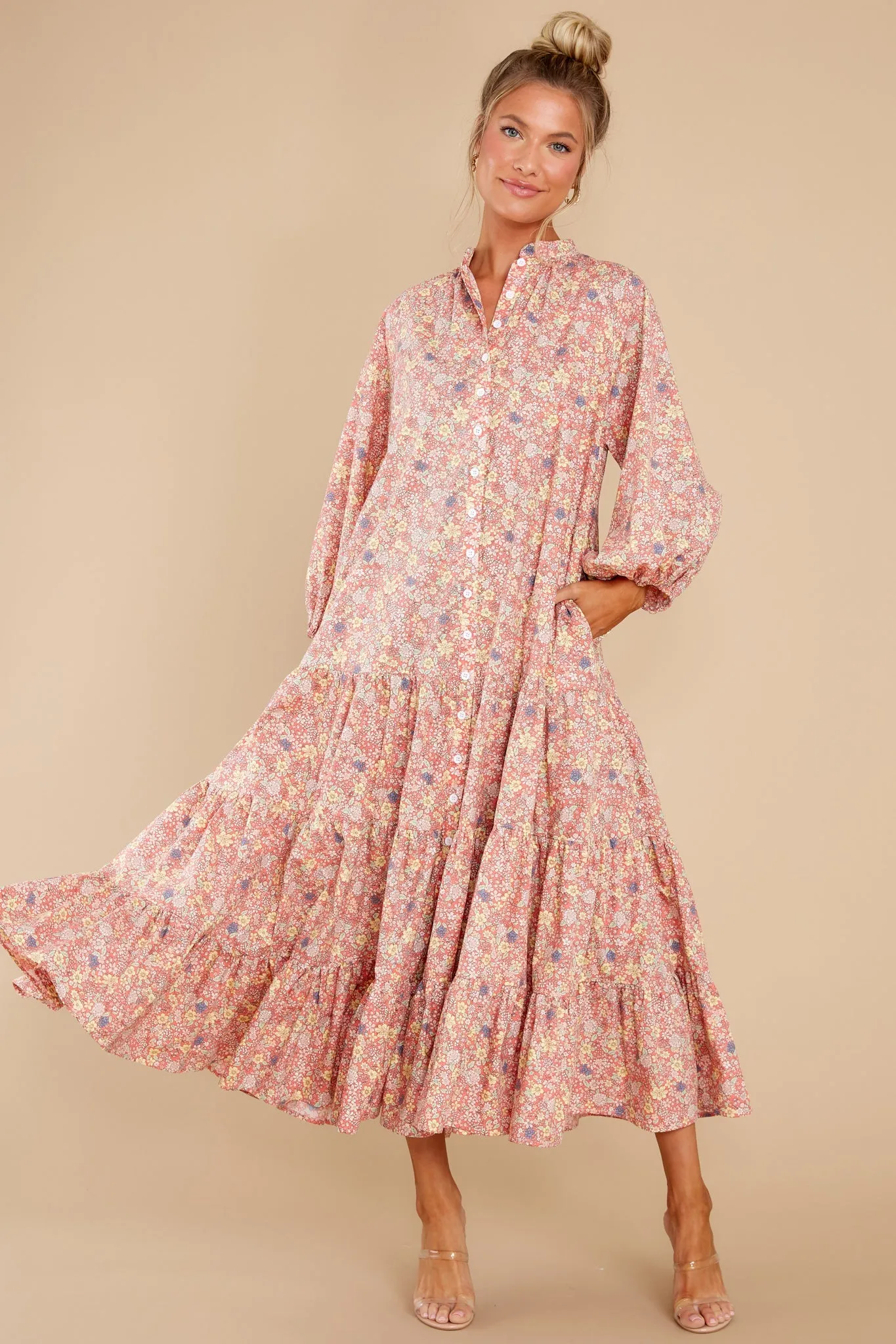 The Heart Speaks Pink Floral Print Maxi Dress