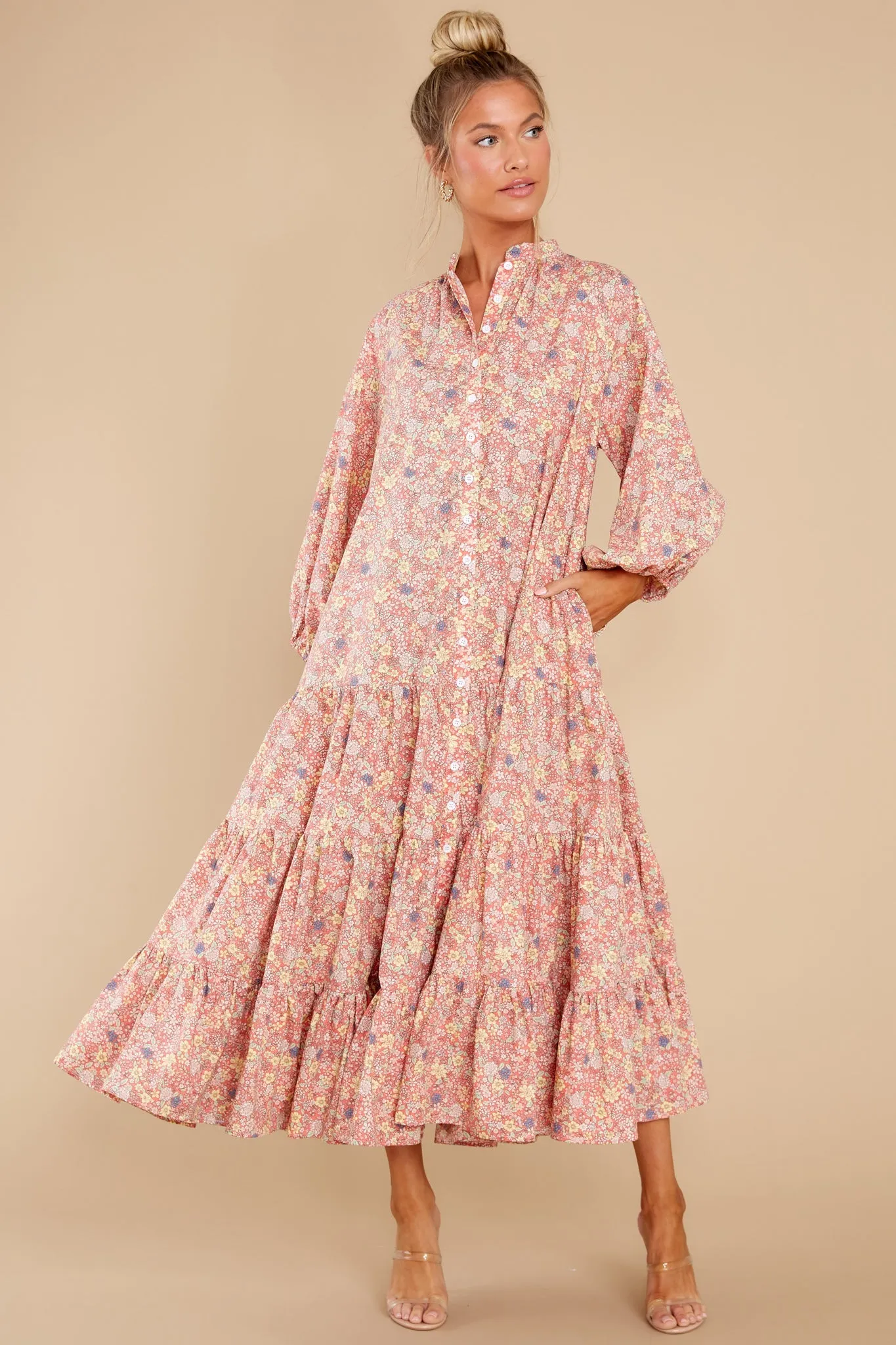 The Heart Speaks Pink Floral Print Maxi Dress