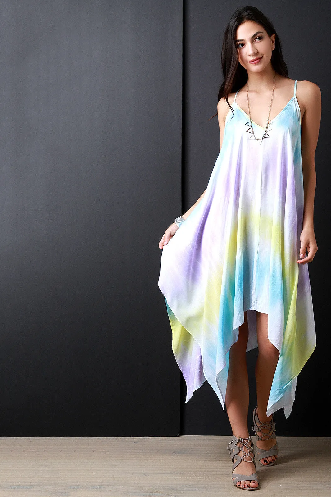 Tie Dye Trapeze Handkerchief Dress