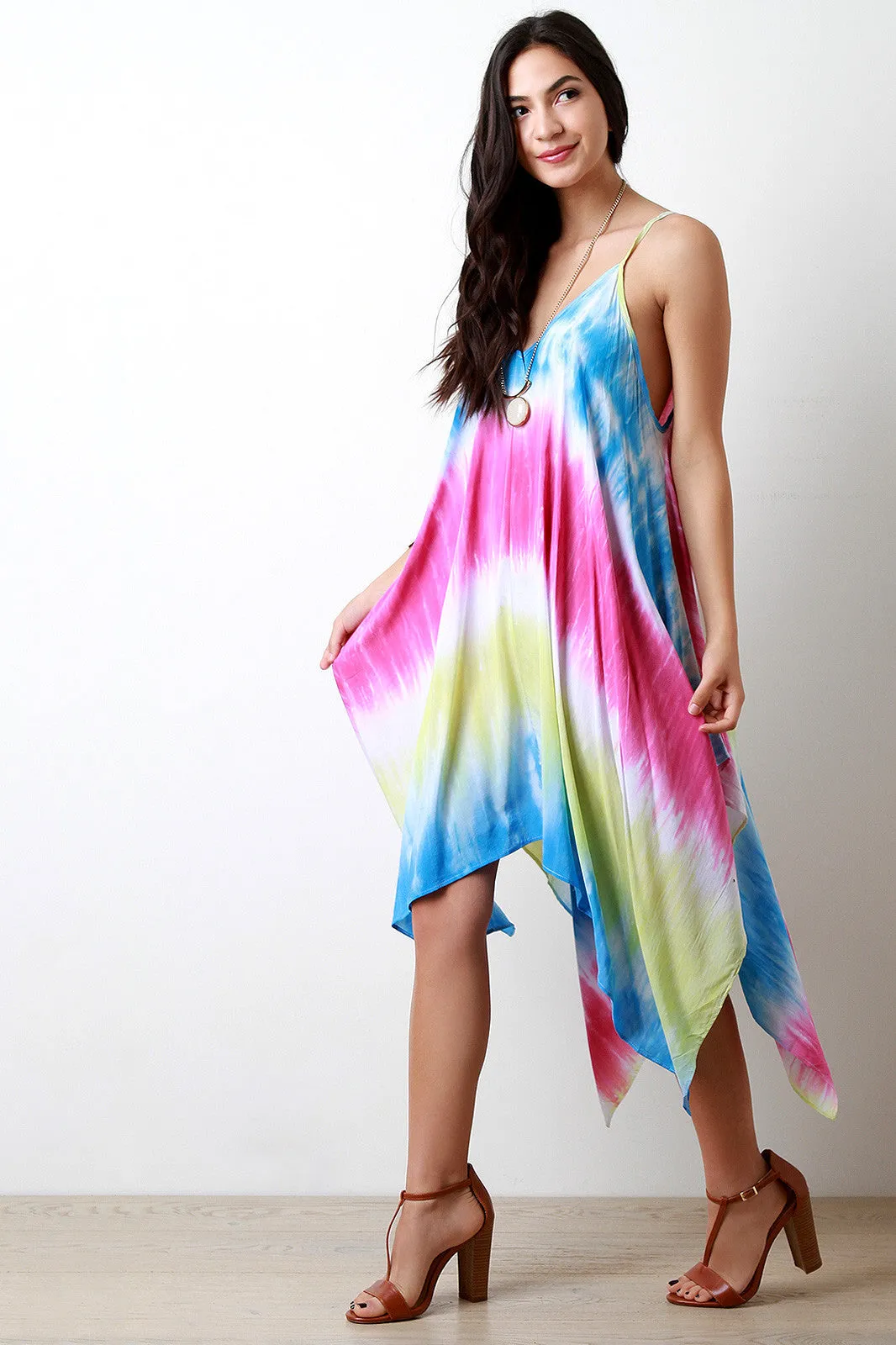 Tie Dye Trapeze Handkerchief Dress