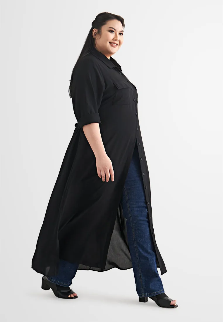 Treena Long Trench Style Button Dress Shirt