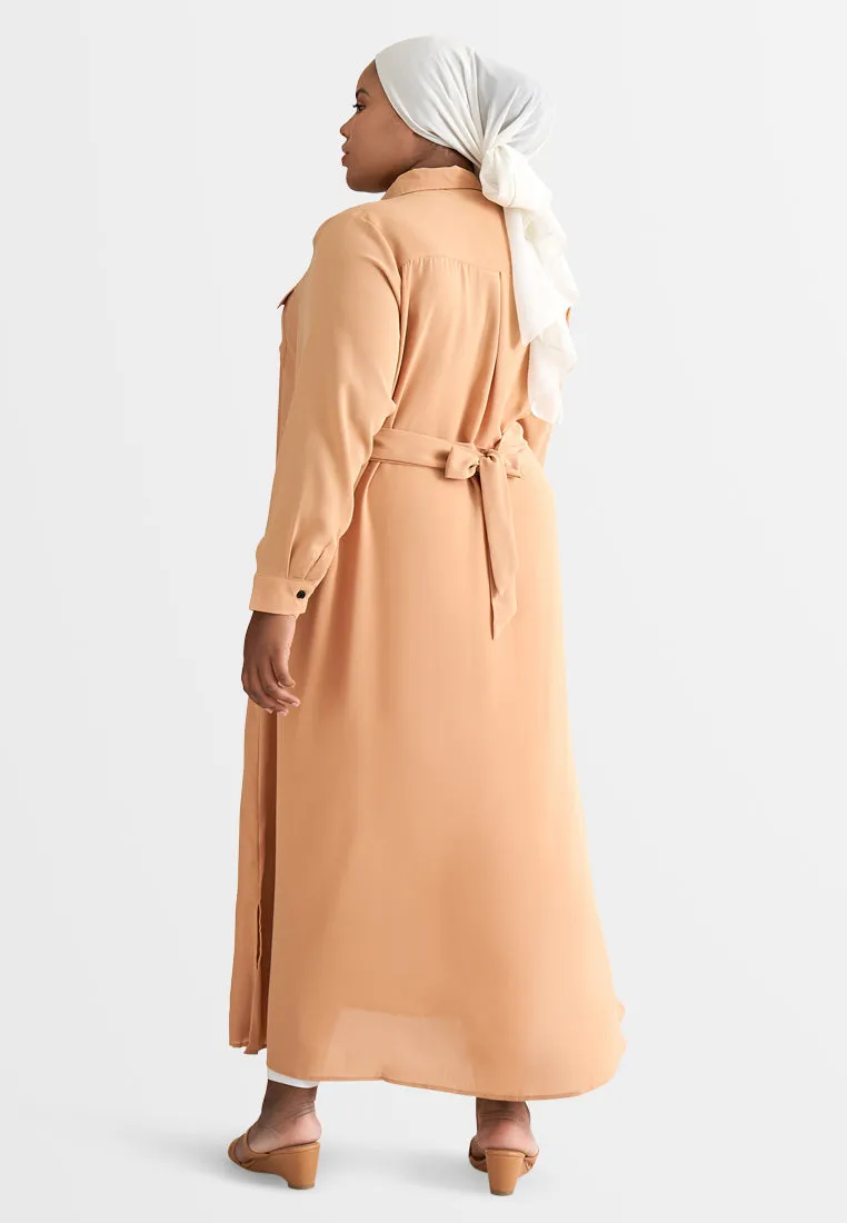 Treena Long Trench Style Button Dress Shirt