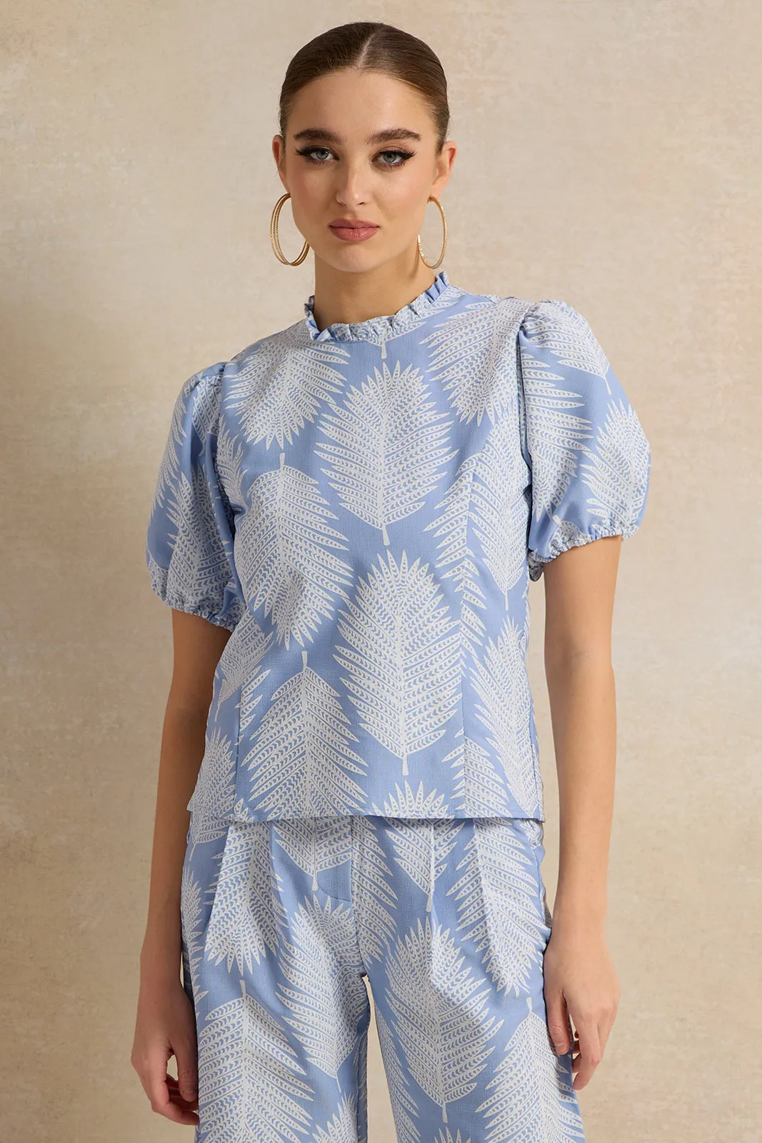 Women Blue Printed Top