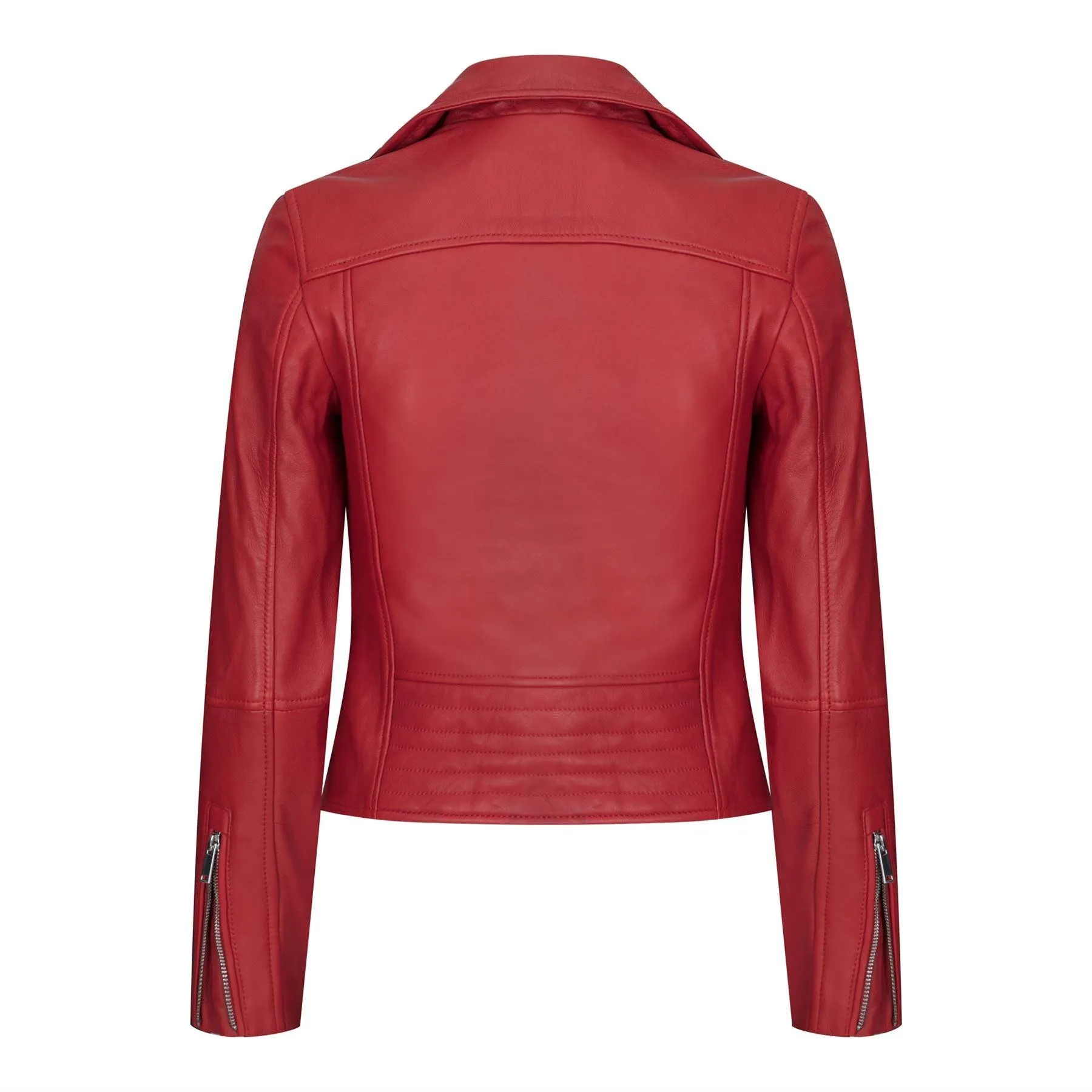 Womens Cross Zip Biker Real Leather Jacket Brando Red Black Retro Classic Motorcycle