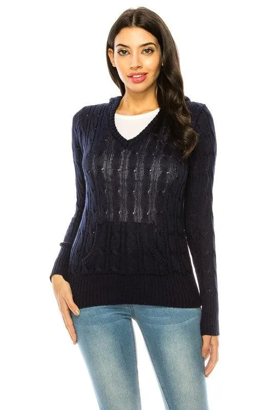 Womens Knit Hoodie Sweater