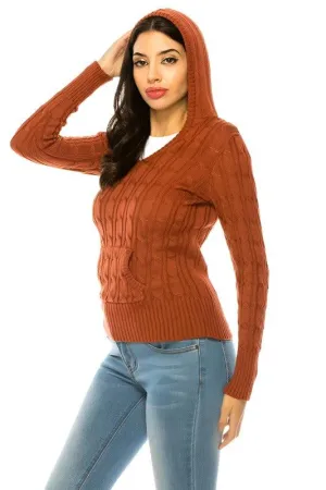 Womens Knit Hoodie Sweater