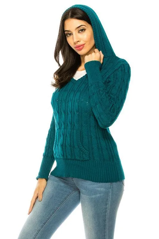 Womens Knit Hoodie Sweater