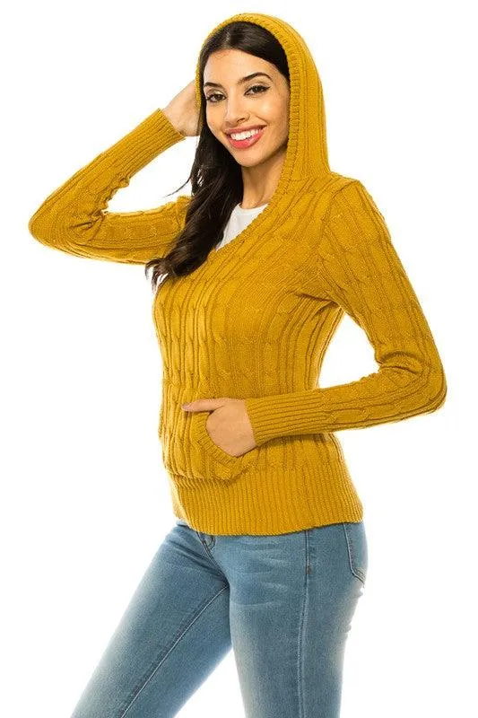 Womens Knit Hoodie Sweater