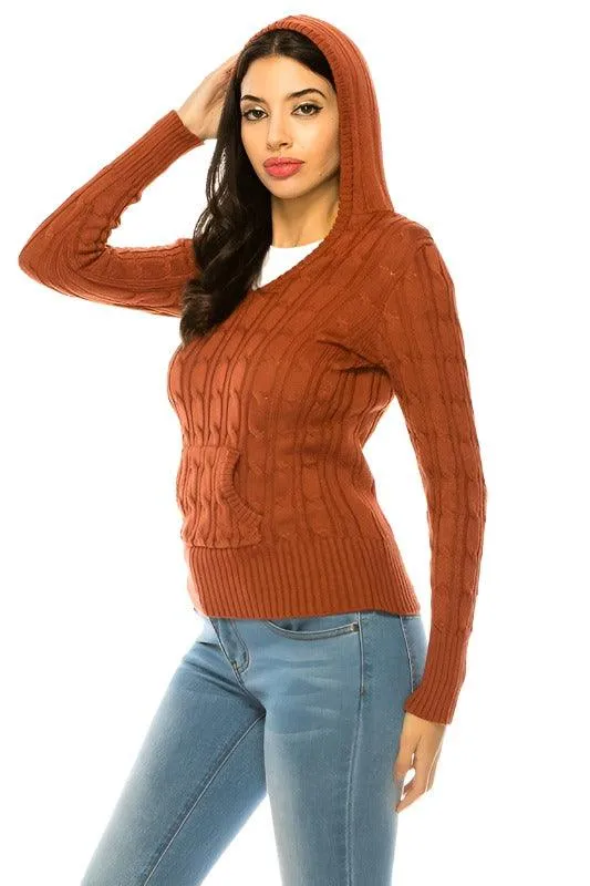 Womens Knit Hoodie Sweater