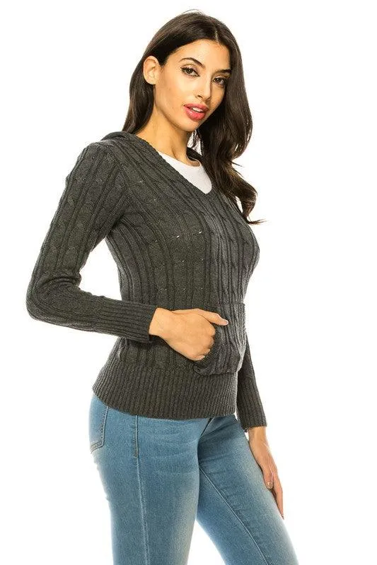 Womens Knit Hoodie Sweater