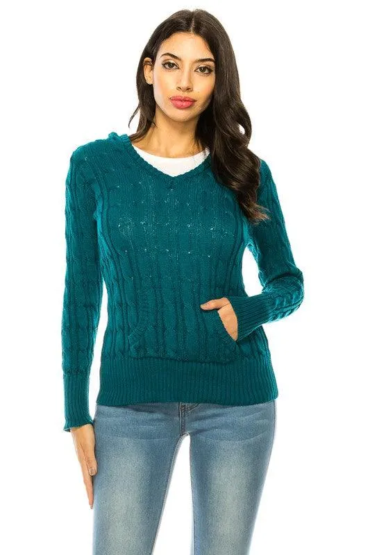 Womens Knit Hoodie Sweater