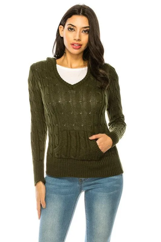 Womens Knit Hoodie Sweater