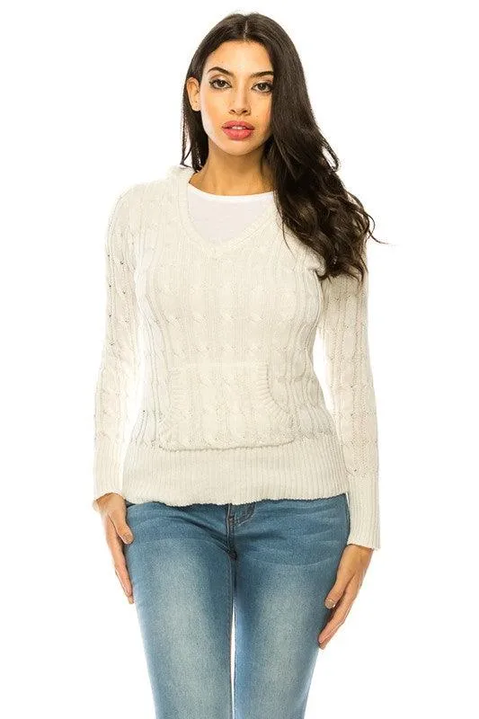 Womens Knit Hoodie Sweater